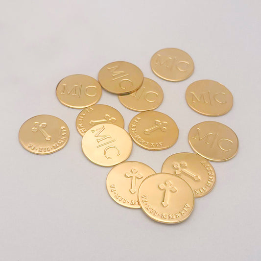 SET: Arras + lazo + mancuernillas personalizadas Baño en Oro / Rodio