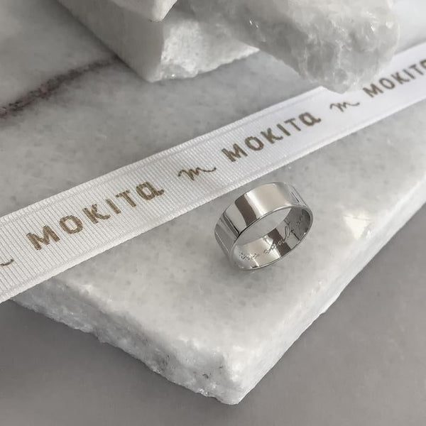 Anillo liso grabado PLATA LEY .925 MOKITA JEWELRY